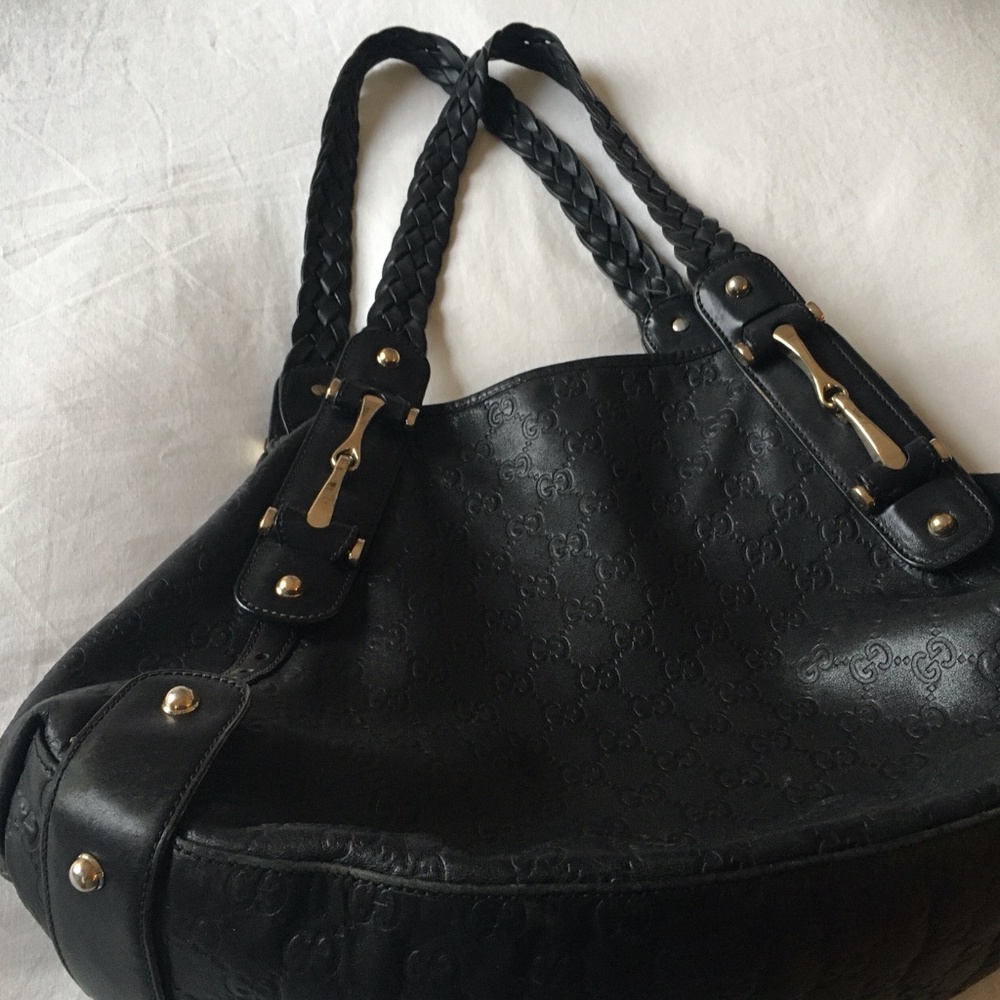 Gucci Black Embossed Leather Tote - Picture 11 of 11